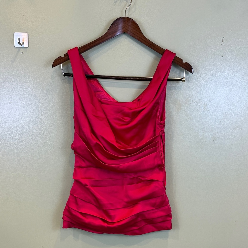 Express Vibrant Red V-Neck Top